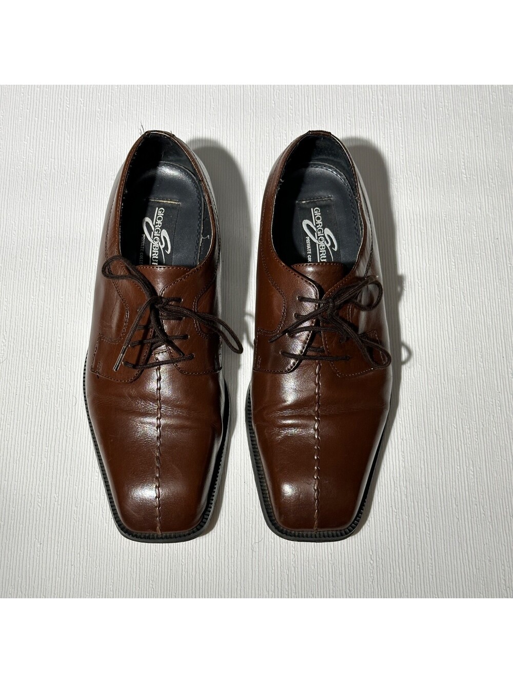 Giorgio Brutini Men's Lace Up Brown Leather Oxford Dress Shoes Size 8